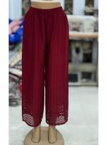 Rayon Maroon Daily Wear Chikankari Work Plazzo